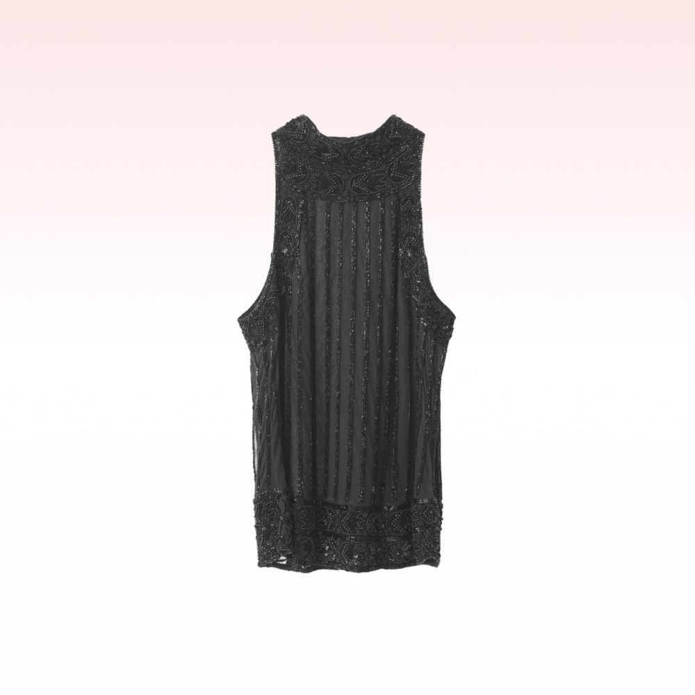 GANNI Black Beaded Quincy Halter Top (Sz 38)